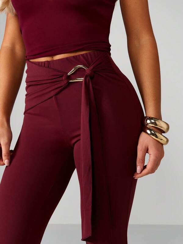 MISSGUIDED High Waisted Leggings With Tie Belt