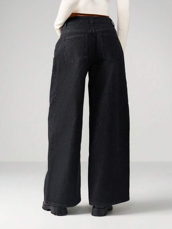 MISSGUIDED High Waisted Pleated Wide Leg Jeans