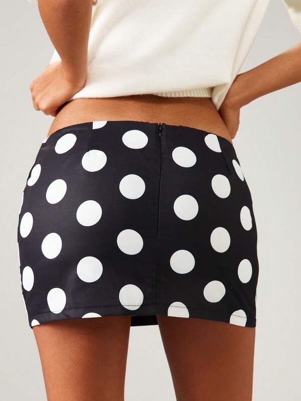MISSGUIDED High Waisted Polka Dot Mini Skirt With Scarf