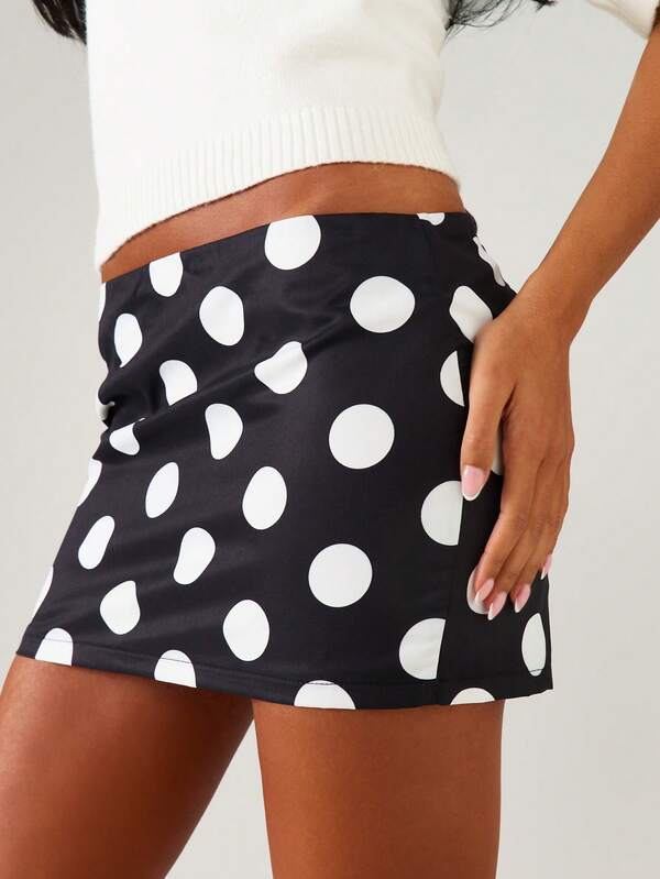 MISSGUIDED High Waisted Polka Dot Mini Skirt With Scarf