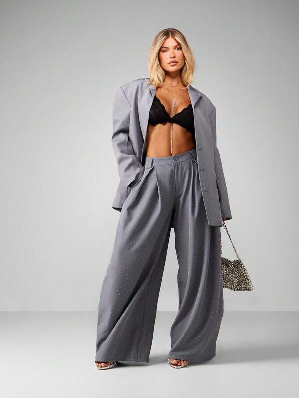 MISSGUIDED High Waisted Polka Dot Wide Leg Pants