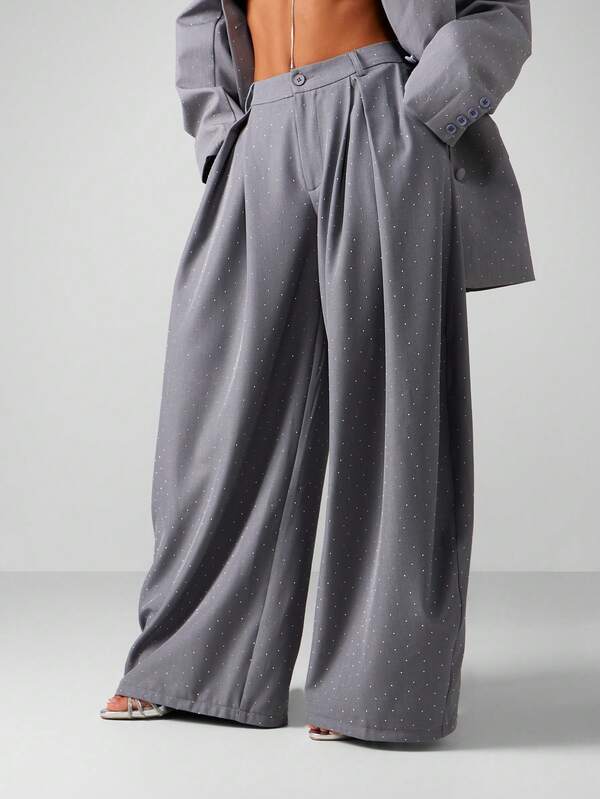 MISSGUIDED High Waisted Polka Dot Wide Leg Pants