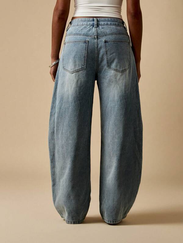 MISSGUIDED High Waisted Relaxed Fit Wide Leg Barrel Jeans
