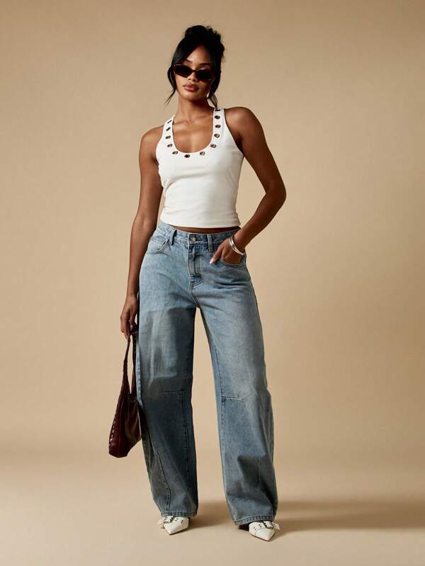 MISSGUIDED High Waisted Relaxed Fit Wide Leg Barrel Jeans