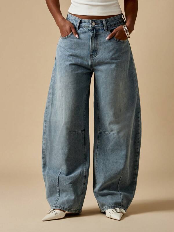 MISSGUIDED High Waisted Relaxed Fit Wide Leg Barrel Jeans