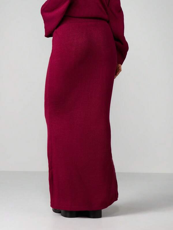 MISSGUIDED High Waisted Ribbed Knit Maxi Skirt