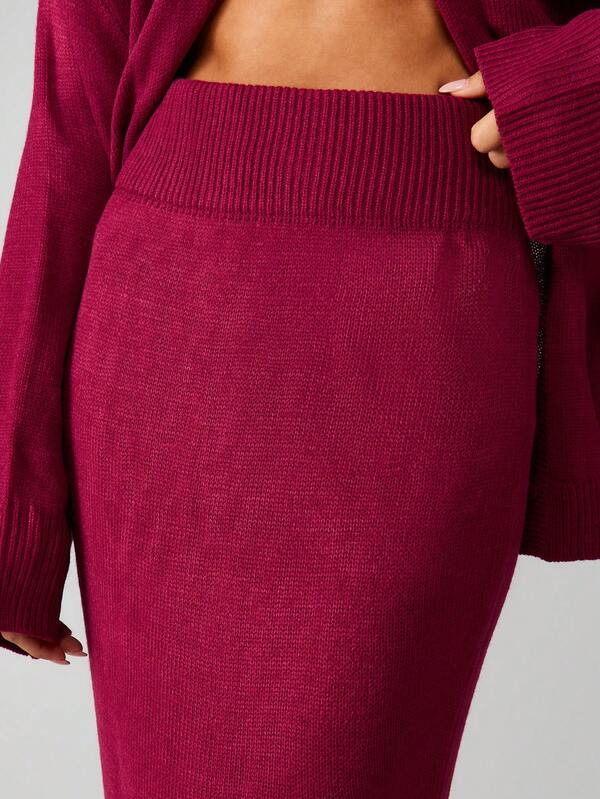 MISSGUIDED High Waisted Ribbed Knit Maxi Skirt
