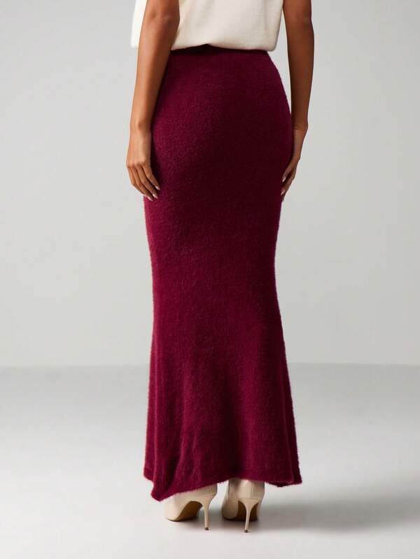 MISSGUIDED High Waisted Ribbed Knit Maxi Skirt
