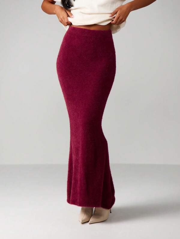 MISSGUIDED High Waisted Ribbed Knit Maxi Skirt