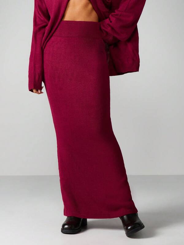 MISSGUIDED High Waisted Ribbed Knit Maxi Skirt