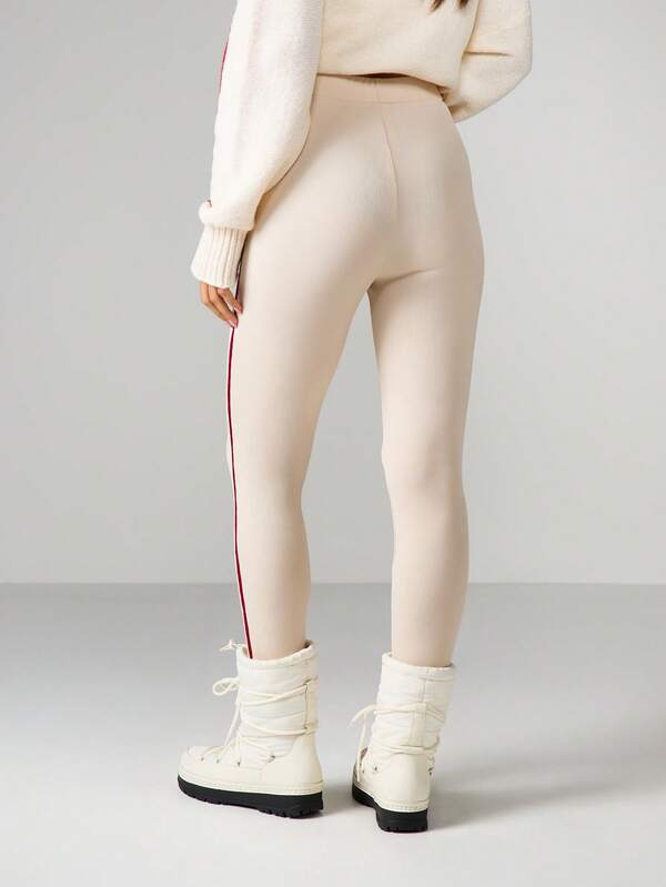MISSGUIDED High Waisted Ribbed Leggings With Stripe