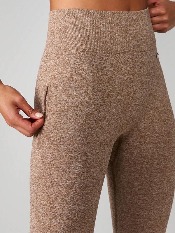 MISSGUIDED High Waisted Ribbed Leggings With Zip Pocket