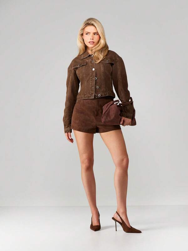 MISSGUIDED High Waisted Suede Shorts With Vintage Style