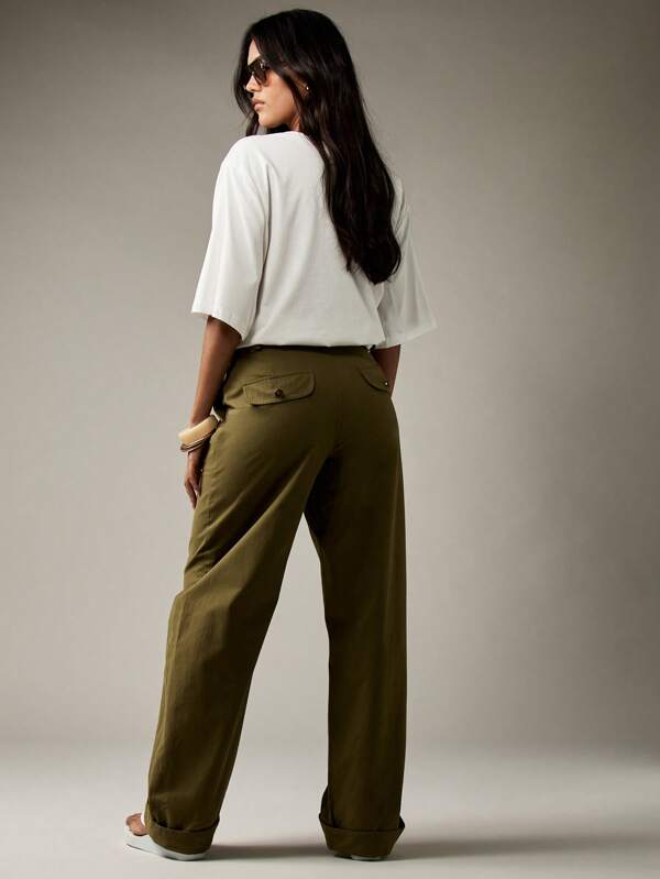 MISSGUIDED High Waisted Wide Leg Cargo Utility Pants