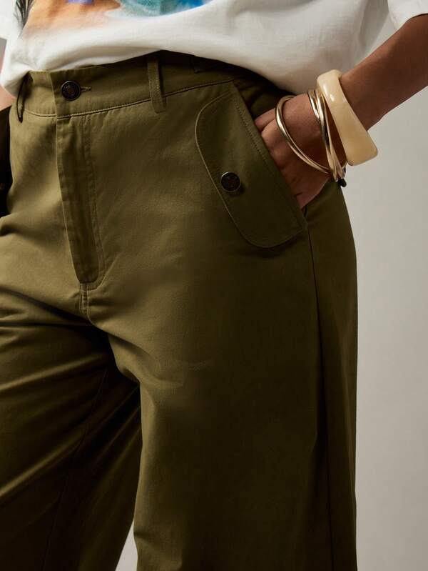 MISSGUIDED High Waisted Wide Leg Cargo Utility Pants