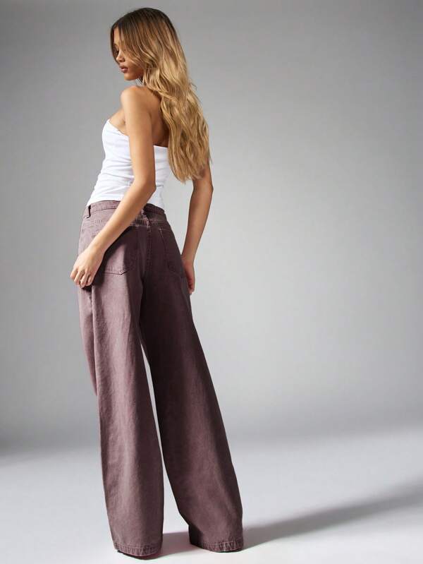 MISSGUIDED High Waisted Wide Leg Palazzo Style Denim Jeans