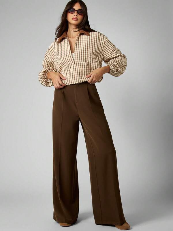 MISSGUIDED High Waisted Wide Leg Tailored Trousers
