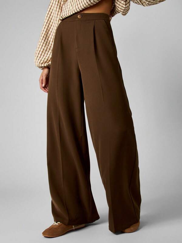 MISSGUIDED High Waisted Wide Leg Tailored Trousers
