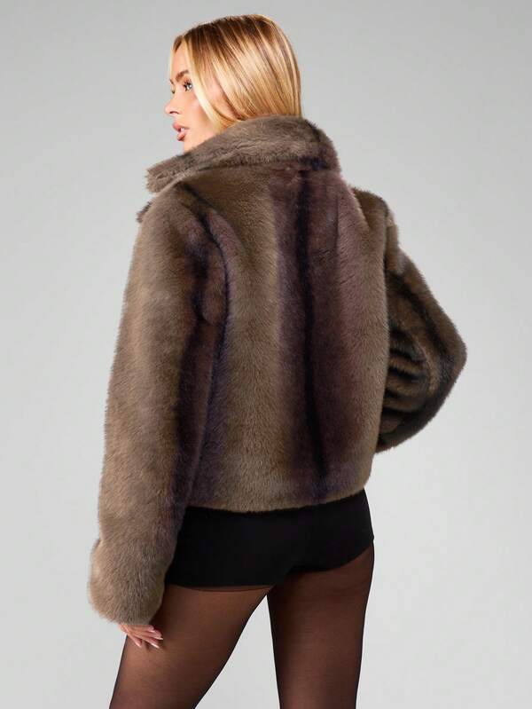 MISSGUIDED Hooded Faux Fur Cropped Jacket