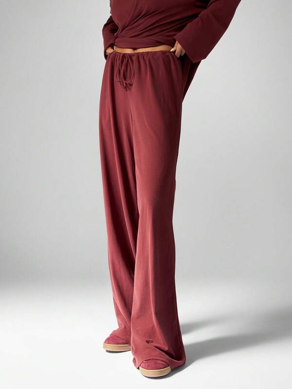 MISSGUIDED Hooded Half Zip Top With Wide Leg Palazzo Pants