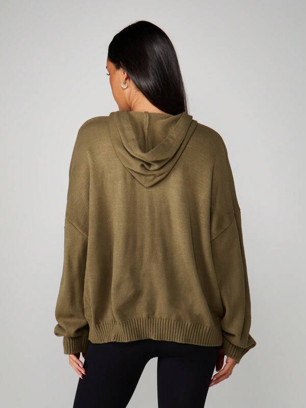 MISSGUIDED Hooded Knit Sweater With Love Text