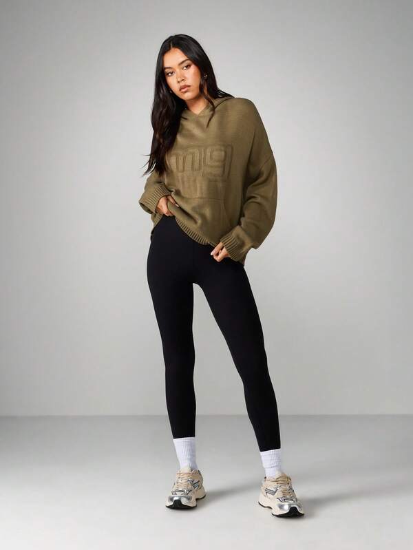 MISSGUIDED Hooded Knit Sweater With Love Text