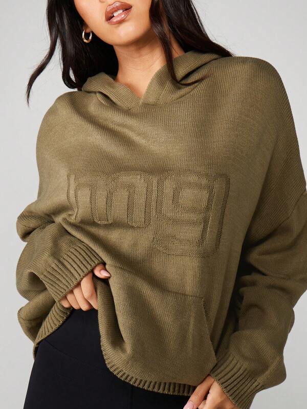 MISSGUIDED Hooded Knit Sweater With Love Text