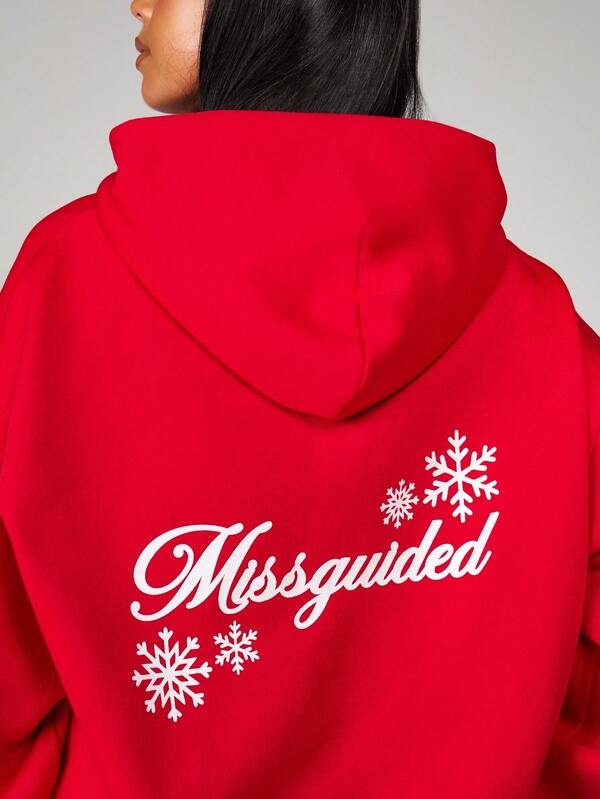 MISSGUIDED Hooded Sweatshirt With Snowflake Print