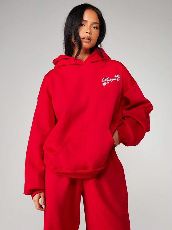 MISSGUIDED Hooded Sweatshirt With Snowflake Print