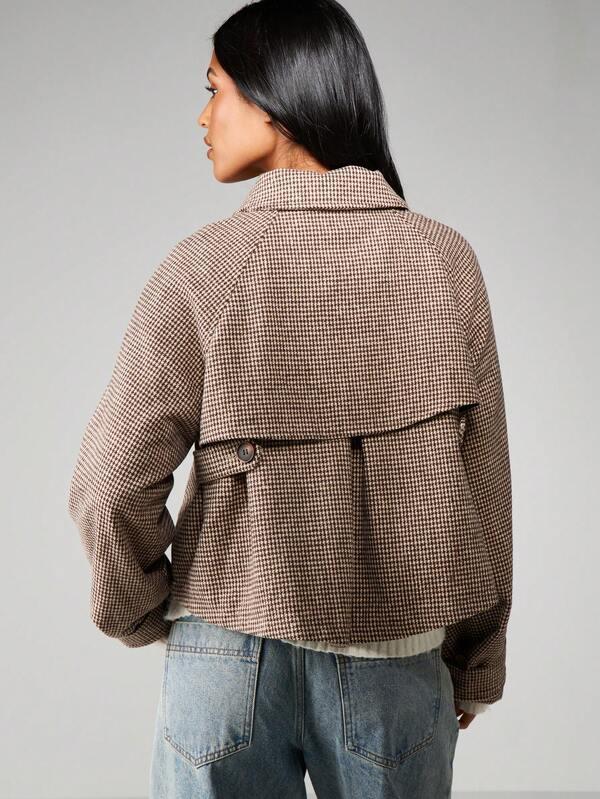 MISSGUIDED Houndstooth Jacket With High Collar