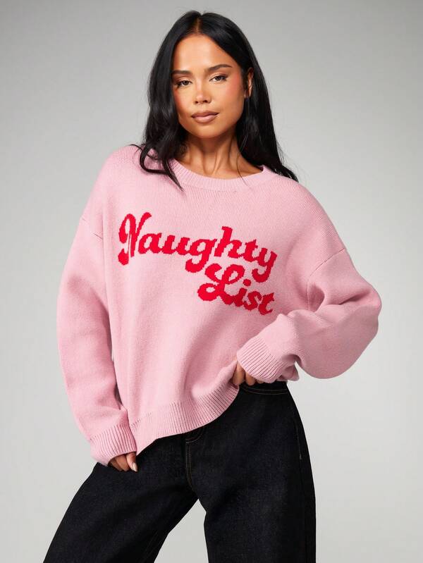MISSGUIDED Jacquard Knit Christmas Sweater With Text