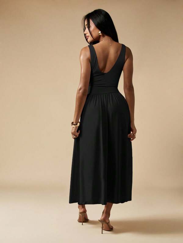 MISSGUIDED Jersey Midi Dress With Flared Skirt And Side Split