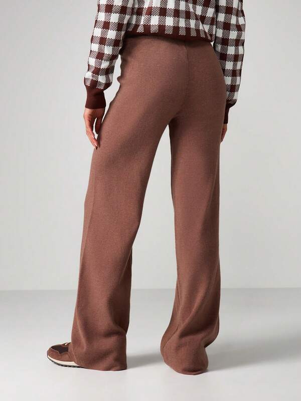 MISSGUIDED Knit Wide Leg Palazzo Pants With Drawstring