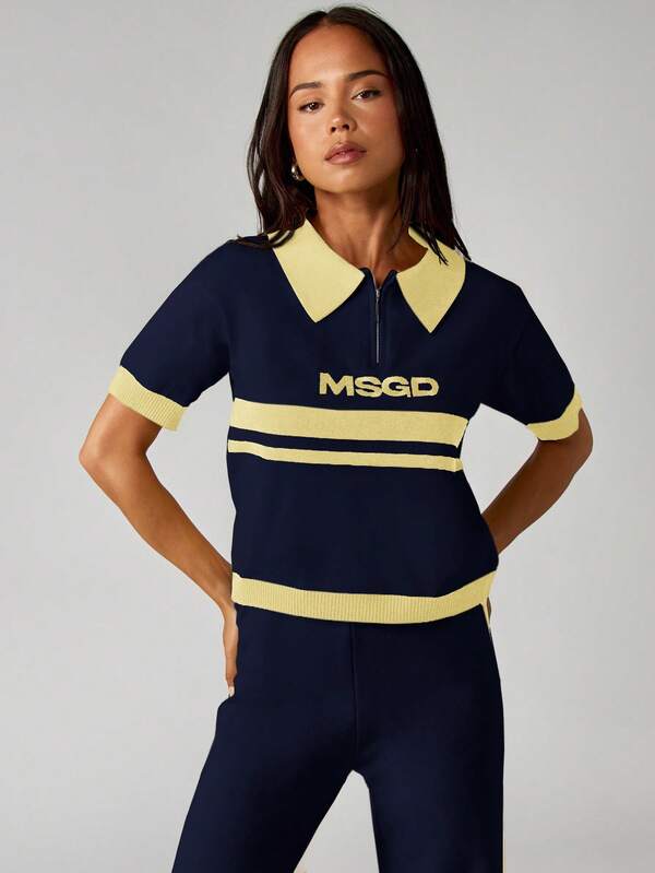 MISSGUIDED Knitted Co-Ord Set With Embroidered Stripes