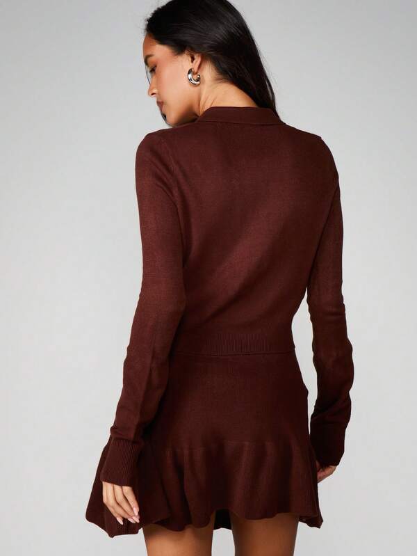 MISSGUIDED Knitted Co-Ord With Button Cardigan And Pleated Skirt