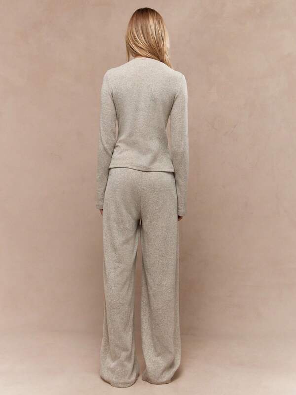 MISSGUIDED Knitted V Neck Cardigan With Wide Leg Pants