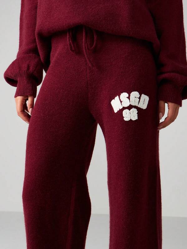 MISSGUIDED Knitted Wide Leg Sweatpants With Logo