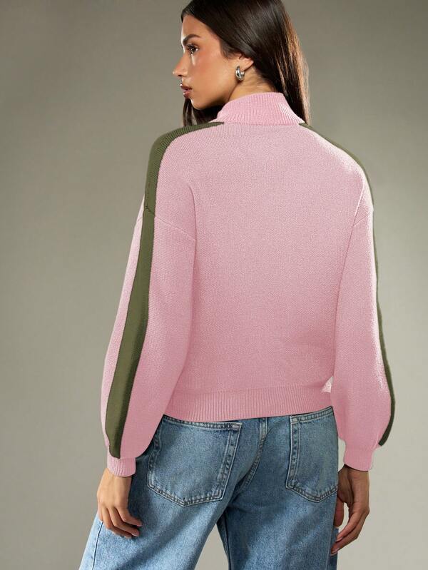 MISSGUIDED Knitted Zip Up Cardigan With Contrast Stripes