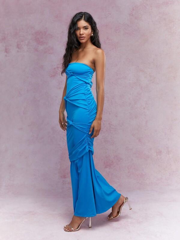 MISSGUIDED Knot Detail Bandeau Maxi Dress