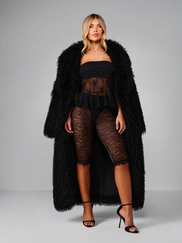 MISSGUIDED Lace Bandeau Top With Mesh Panels