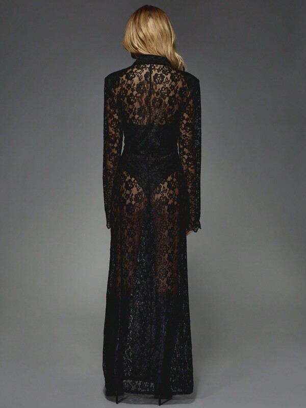 MISSGUIDED Lace Blazer Maxi Dress With Double Breasted Detail