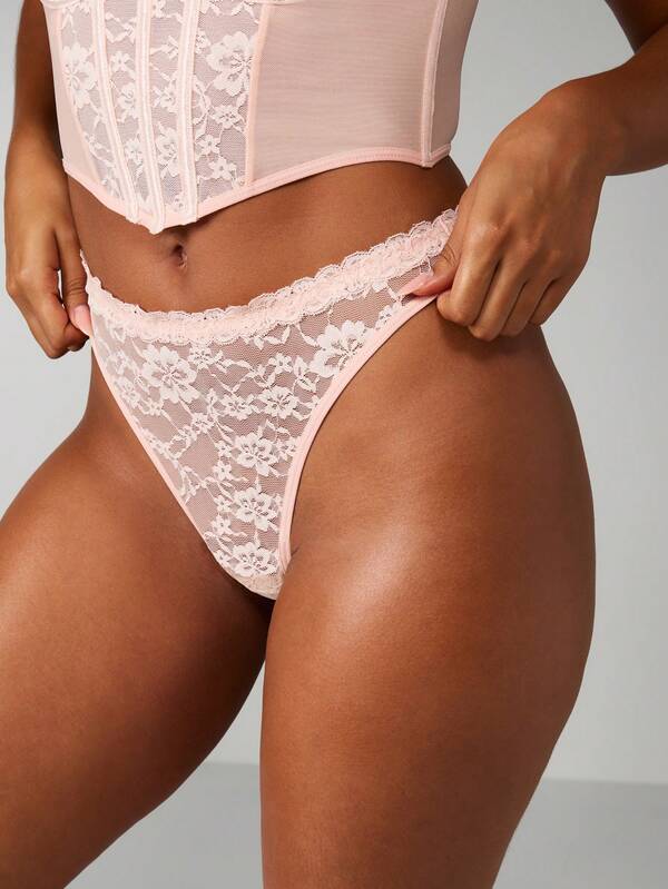 MISSGUIDED Lace Corset Bralette And Thong Set