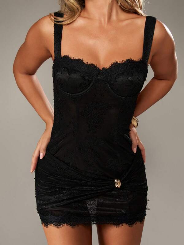 MISSGUIDED Lace Corset Mini Dress With Ruched Detail