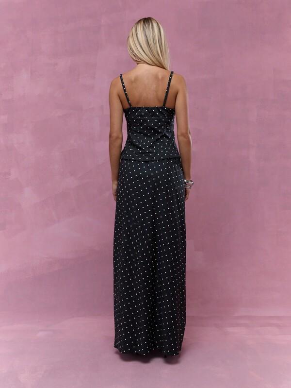 MISSGUIDED Lace Detail Polka Dot Cami Top And Maxi Skirt Two Piece Co-Ord Set