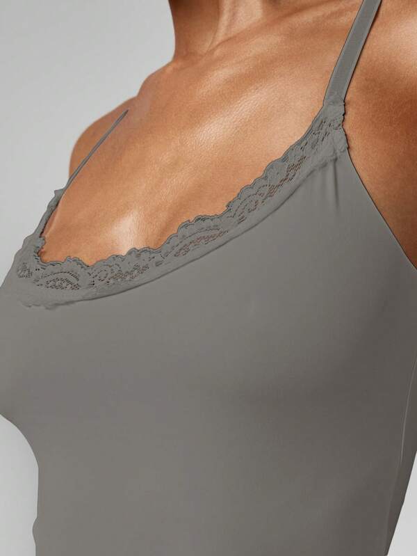 MISSGUIDED Lace Trim Bodysuit With Spaghetti Straps
