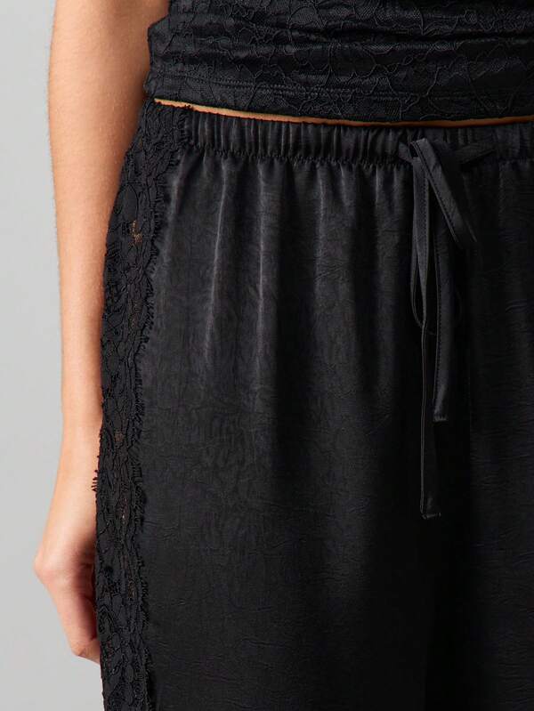 MISSGUIDED Lace Trim Wide Leg Palazzo Pants
