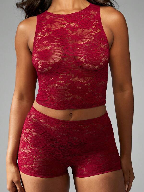 MISSGUIDED Lace Two Piece Co-Ord Top And Shorts