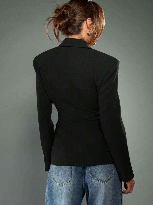 MISSGUIDED Lace Up Tie Waist Double Breasted Blazer