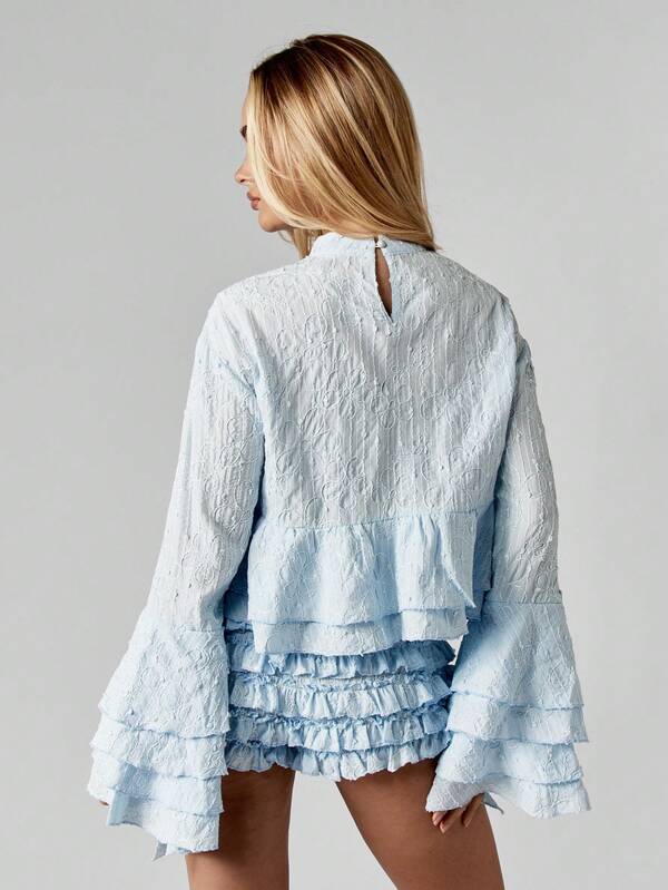 MISSGUIDED Layered Ruffle Co-Ord Set With Bell Sleeves