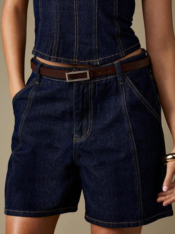 MISSGUIDED Leather Belt With Rectangular Metal Buckle Modern Design